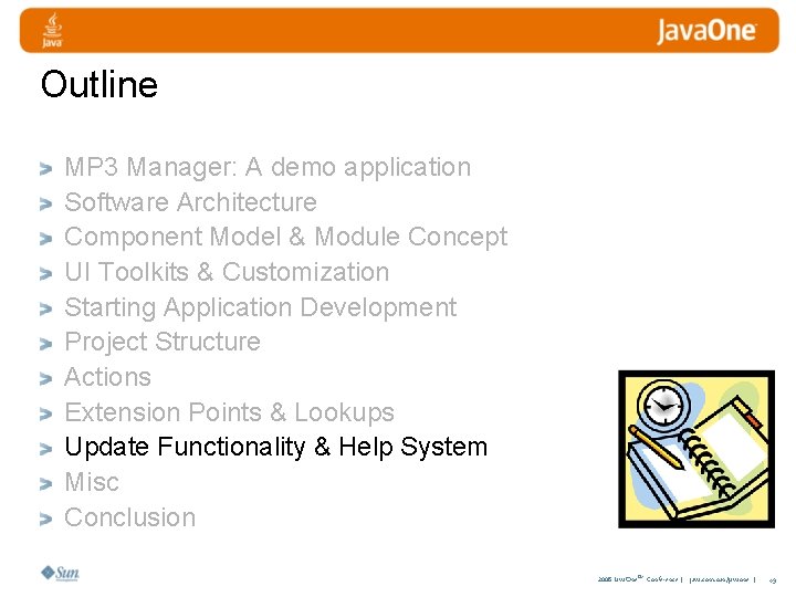 Outline MP 3 Manager: A demo application Software Architecture Component Model & Module Concept