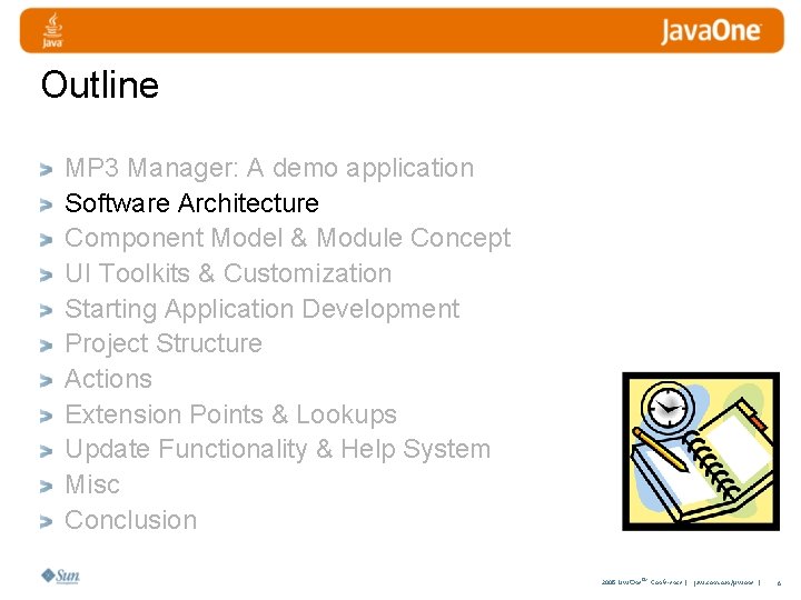 Outline MP 3 Manager: A demo application Software Architecture Component Model & Module Concept