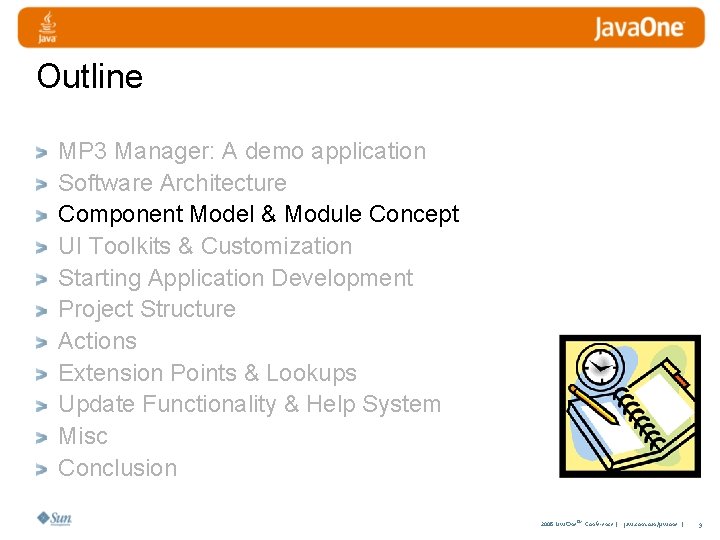 Outline MP 3 Manager: A demo application Software Architecture Component Model & Module Concept