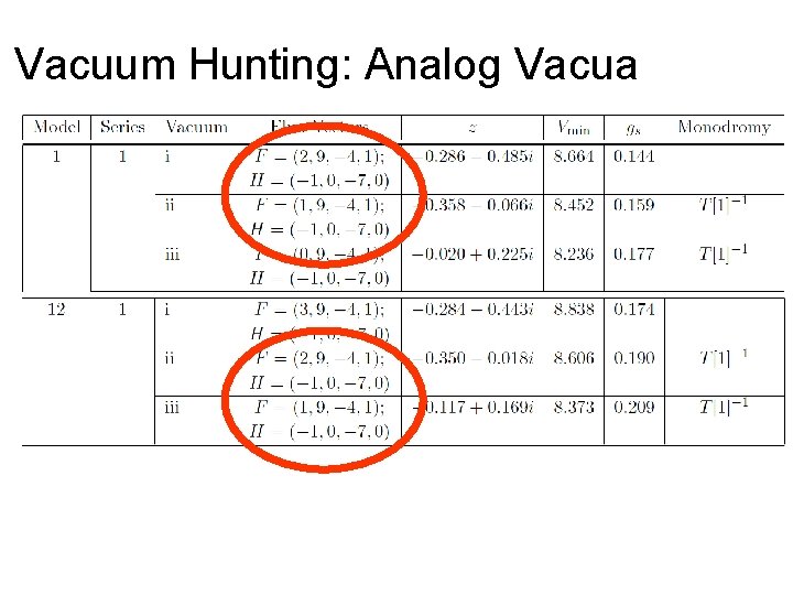 Vacuum Hunting: Analog Vacua 