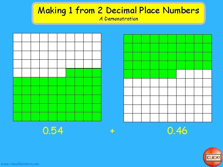 Making 1 from 2 Decimal Place Numbers A Demonstration 0. 54 www. visuallessons. com