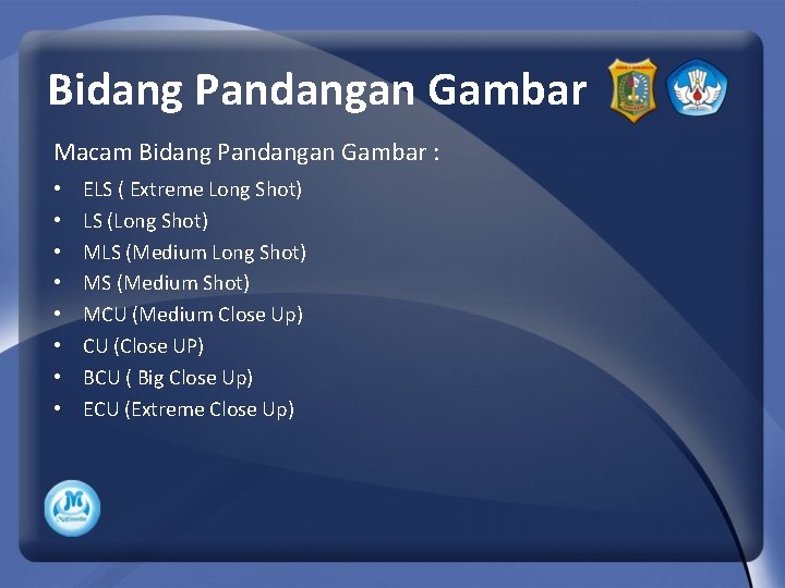Bidang Pandangan Gambar Macam Bidang Pandangan Gambar : • • ELS ( Extreme Long