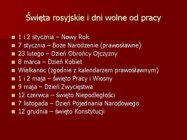 Święta rosyjskie i dni wolne od pracy 1 i 2 stycznia – Nowy Rok