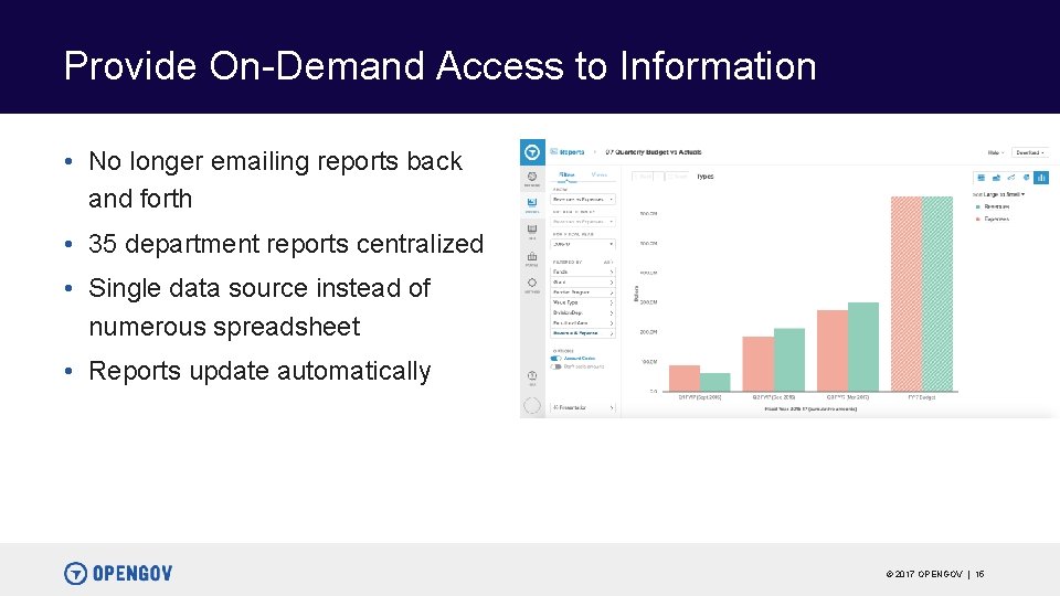 Provide On-Demand Access to Information • No longer emailing reports back and forth •