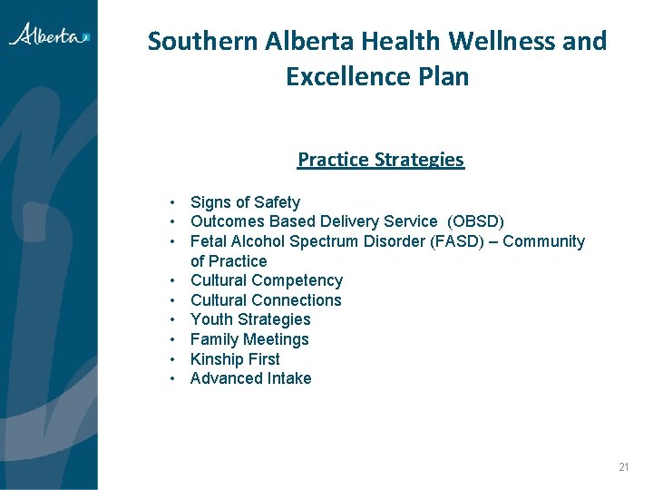 Southern Alberta Health Wellness and Excellence Plan Practice Strategies • Signs of Safety •