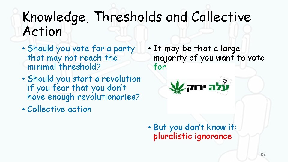 Knowledge, Thresholds and Collective Action • Should you vote for a party • It