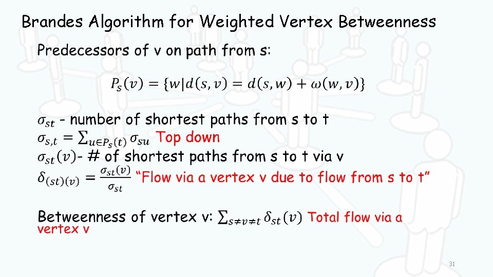 Brandes Algorithm for Weighted Vertex Betweenness • 31 