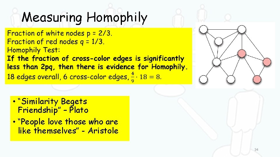 Measuring Homophily • “Similarity Begets Friendship” – Plato • “People love those who are