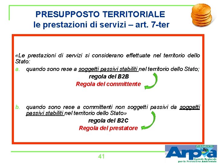 PRESUPPOSTO TERRITORIALE le prestazioni di servizi – art. 7 -ter «Le prestazioni di servizi