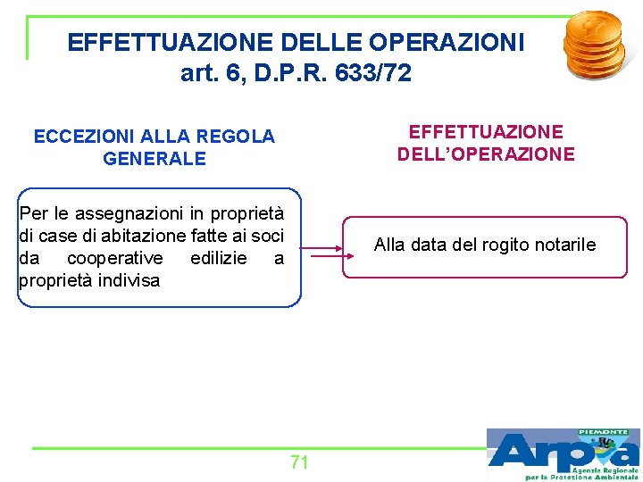 EFFETTUAZIONE DELLE OPERAZIONI art. 6, D. P. R. 633/72 ECCEZIONI ALLA REGOLA GENERALE EFFETTUAZIONE