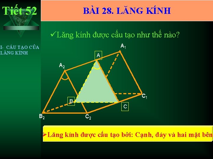 Tiết 52 BÀI 28. LĂNG KÍNH üLăng kính được cấu tạo như thế nào?