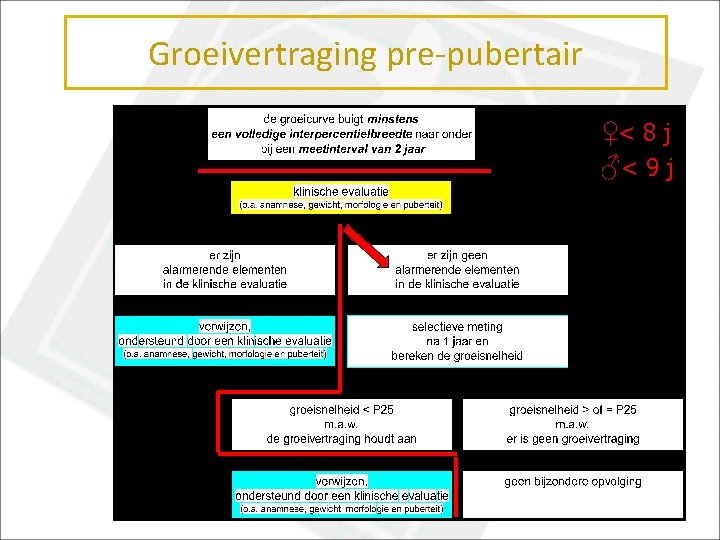 Groeivertraging pre-pubertair ♀< 8 j ♂< 9 j 