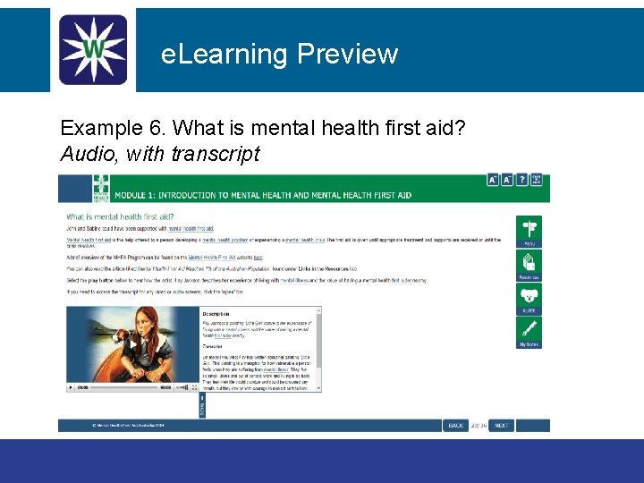 e. Learning Preview Revision – Module 1 Example 6. What is mental health first