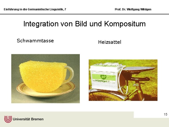 Einführung in die Germanistische Linguistik, 7 Prof. Dr. Wolfgang Wildgen Integration von Bild und