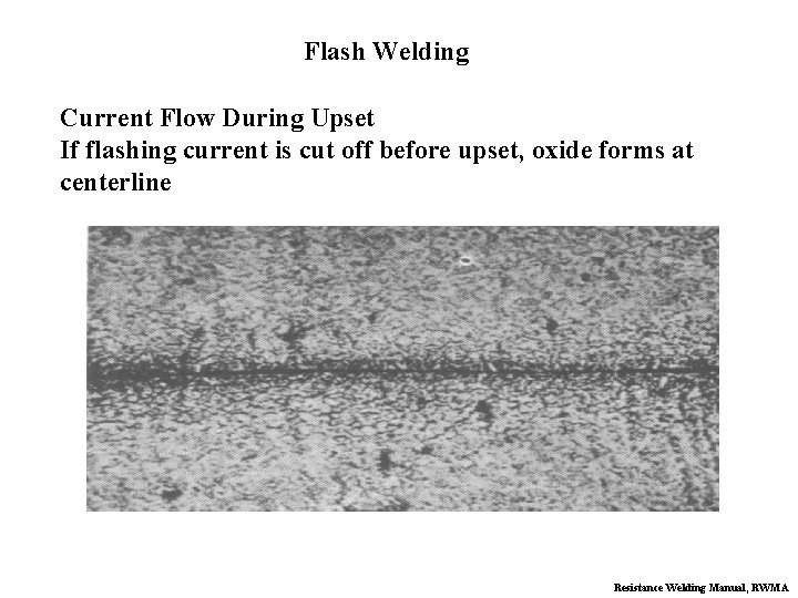 Flash Welding Current Flow During Upset If flashing current is cut off before upset,