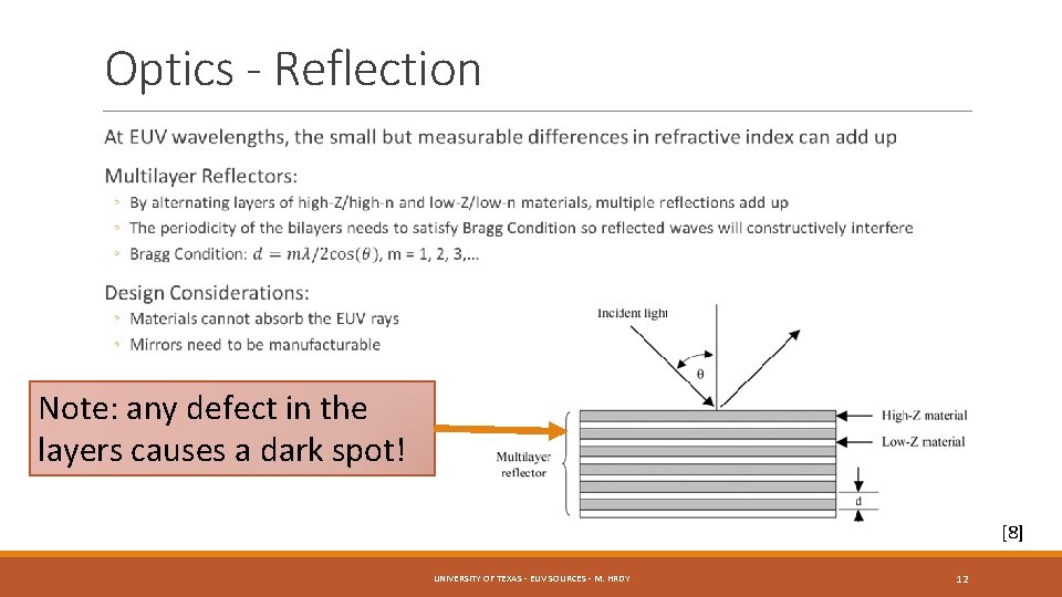 Optics - Reflection Note: any defect in the layers causes a dark spot! [8]
