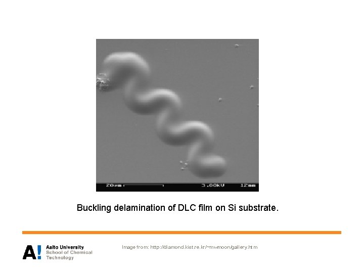 Buckling delamination of DLC film on Si substrate. Image from: http: //diamond. kist. re.