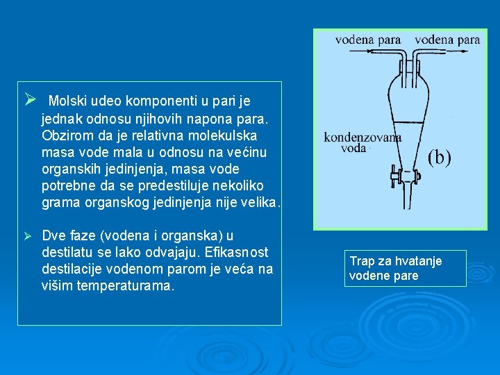 Ø Molski udeo komponenti u pari je jednak odnosu njihovih napona para. Obzirom da