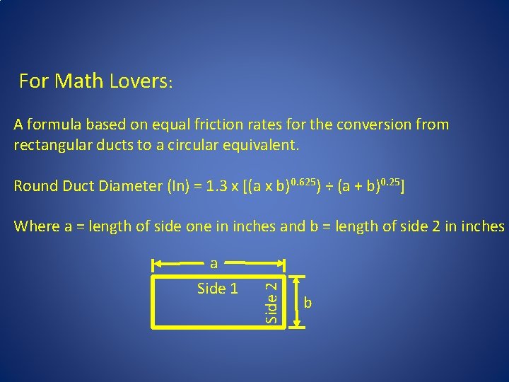 For Math Lovers: A formula based on equal friction rates for the conversion from