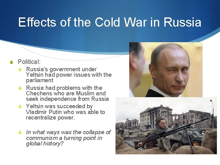 Effects of the Cold War in Russia S Political: S Russia’s government under Yeltsin