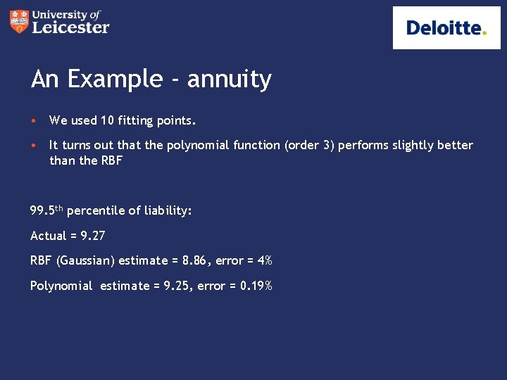An Example - annuity • We used 10 fitting points. • It turns out