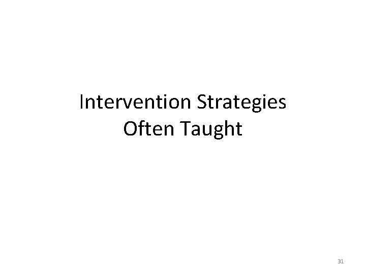 Intervention Strategies Often Taught 31 