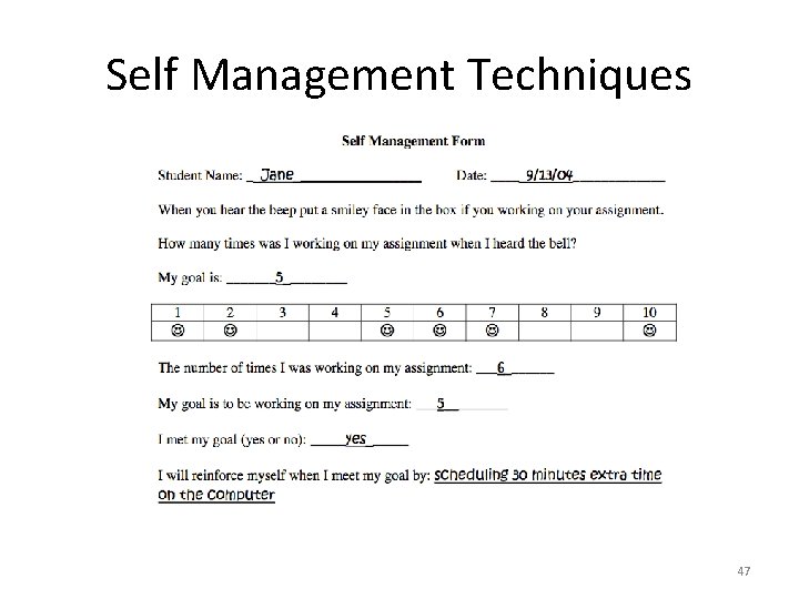 Self Management Techniques 47 