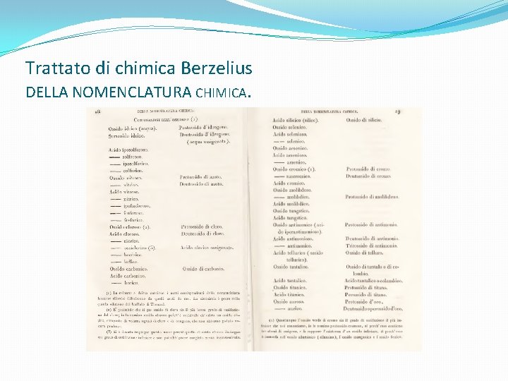 Trattato di chimica Berzelius DELLA NOMENCLATURA CHIMICA. 