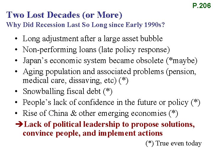 P. 206 Two Lost Decades (or More) Why Did Recession Last So Long since