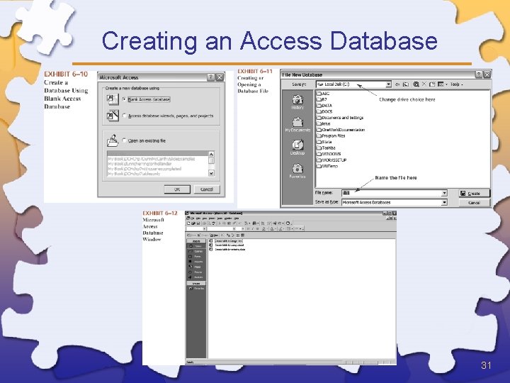 Creating an Access Database 31 