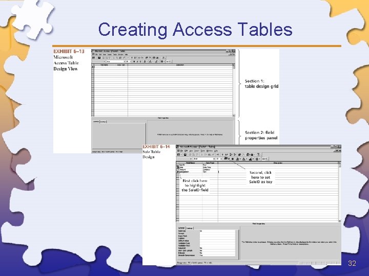 Creating Access Tables 32 