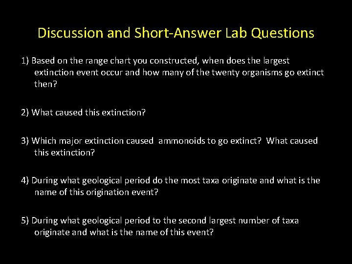 Discussion and Short-Answer Lab Questions 1) Based on the range chart you constructed, when