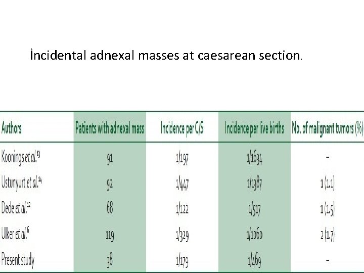 İncidental adnexal masses at caesarean section. 