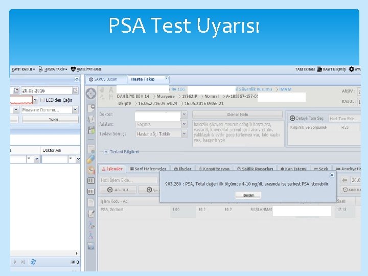 PSA Test Uyarısı 