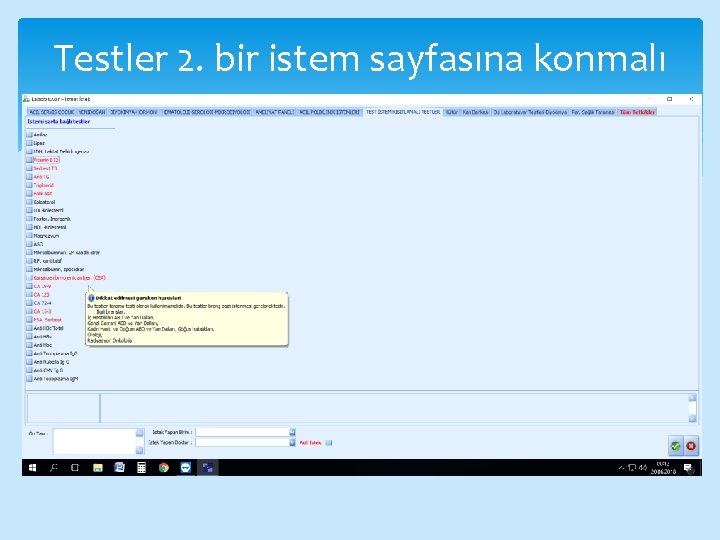 Testler 2. bir istem sayfasına konmalı 