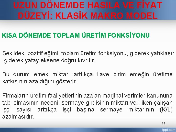 UZUN DÖNEMDE HASILA VE FİYAT DÜZEYİ: KLASİK MAKRO MODEL KISA DÖNEMDE TOPLAM ÜRETİM FONKSİYONU