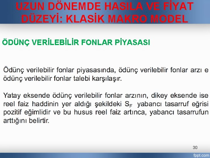 UZUN DÖNEMDE HASILA VE FİYAT DÜZEYİ: KLASİK MAKRO MODEL ÖDÜNÇ VERİLEBİLİR FONLAR PİYASASI 30