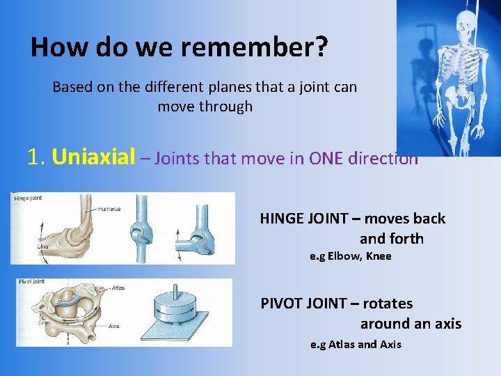 How do we remember? Based on the different planes that a joint can move