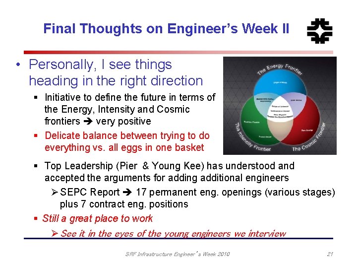 Final Thoughts on Engineer’s Week II • Personally, I see things heading in the