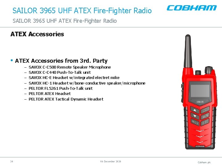 SAILOR 3965 UHF ATEX Fire-Fighter Radio ATEX Accessories • ATEX Accessories from 3 rd.