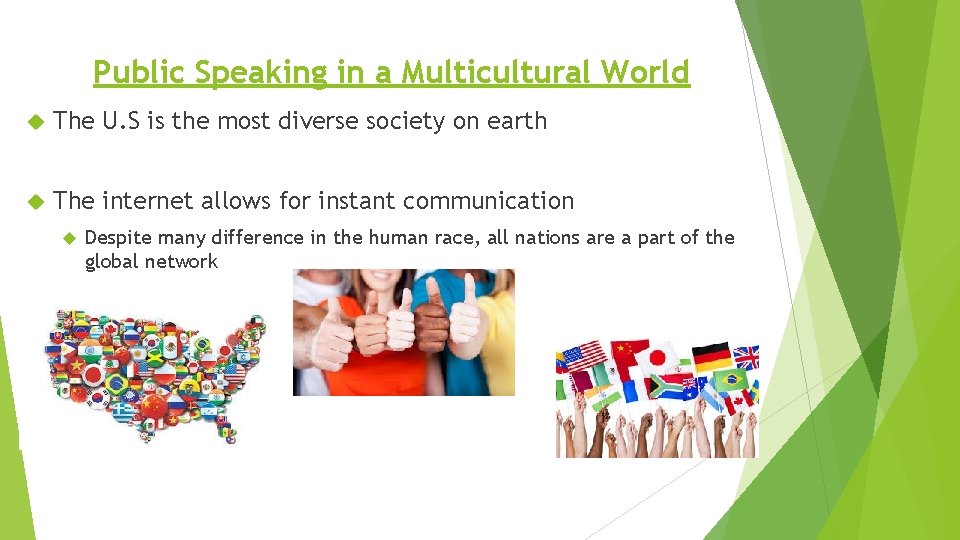 Public Speaking in a Multicultural World The U. S is the most diverse society