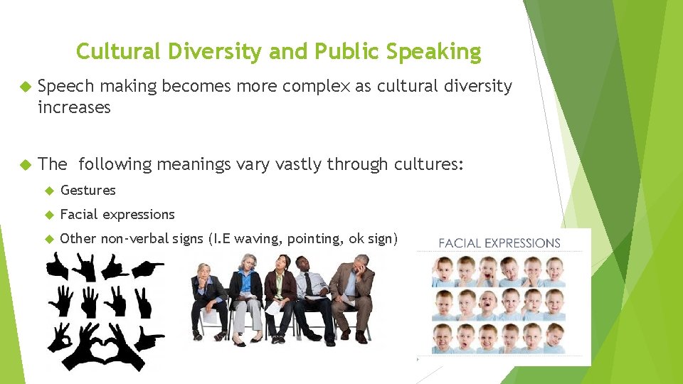 Cultural Diversity and Public Speaking Speech making becomes more complex as cultural diversity increases