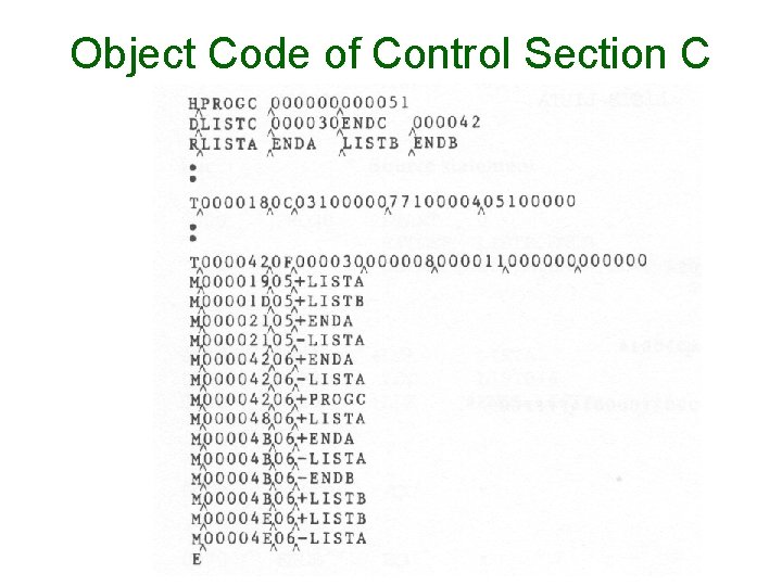 Object Code of Control Section C Object Code of Control Section C