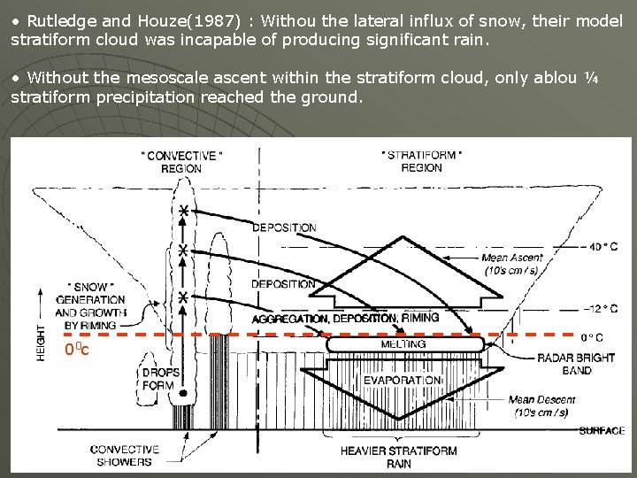  • Rutledge and Houze(1987) : Withou the lateral influx of snow, their model