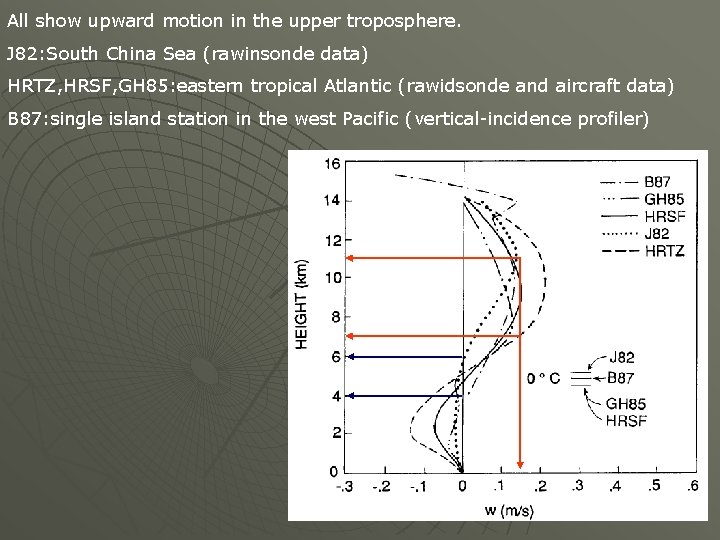 All show upward motion in the upper troposphere. J 82: South China Sea (rawinsonde