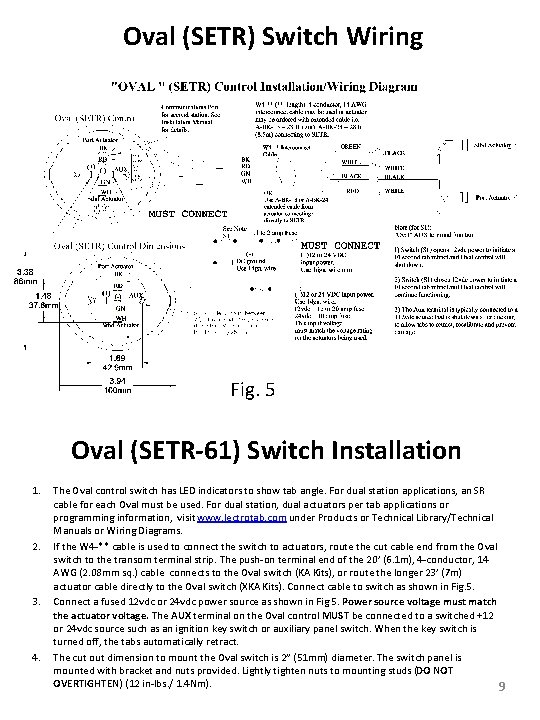 Oval (SETR) Switch Wiring Fig. 5 Oval (SETR-61) Switch Installation 1. 2. 3. 4.