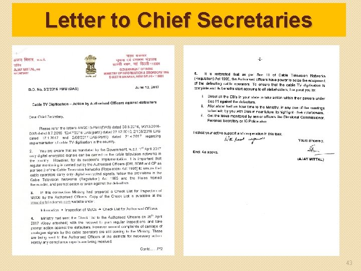 Letter to Chief Secretaries 43 