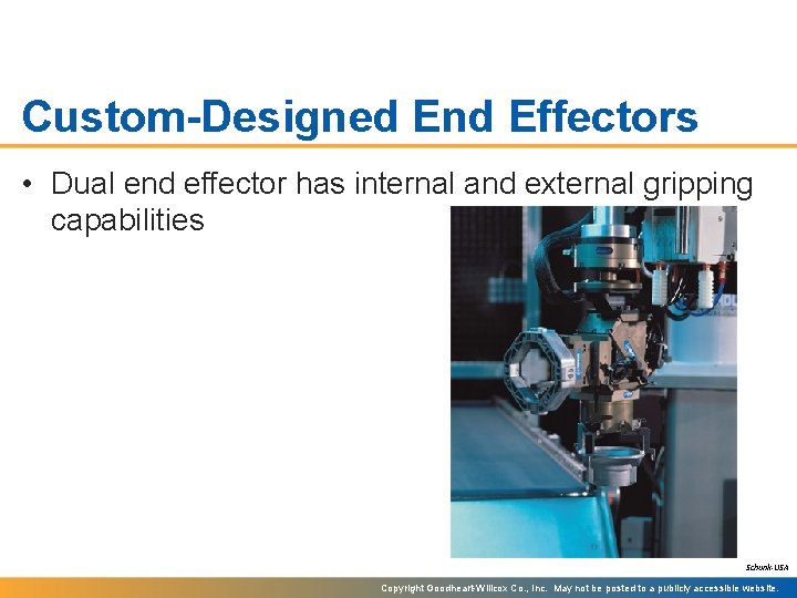 Custom-Designed End Effectors • Dual end effector has internal and external gripping capabilities Schunk-USA