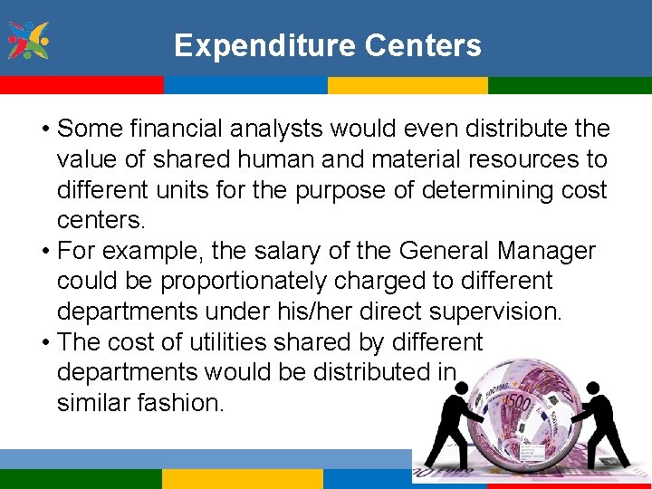 Expenditure Centers • Some financial analysts would even distribute the value of shared human
