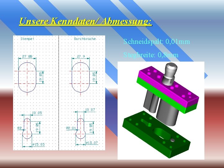 Unsere Kenndaten/ Abmessung: Schneidspalt: 0, 01 mm Stegbreite: 0, 8 mm 